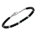 Bracciale in acciaio con cubi in PVD nero e Diamanti Naturali (3 x 0,015 ct)