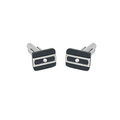 Gemelli in acciaio con piastra in PVD nero e Diamanti Naturali (0,030 ct)