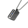 Pendente medaglia in acciaio PVD nero con Zaffiro Naturale 0,032 ct
