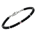 Bracciale in acciaio con cubi in PVD nero e Rubino Naturale (0,027 ct)