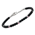 Bracciale in acciaio con cubi in PVD nero e Rubini Naturali (3 x 0,027 ct)