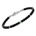 Bracciale in acciaio con cubi in PVD nero e Smeraldo Naturale (0,024 ct)