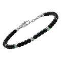 Bracciale in acciaio con cubi in PVD nero e Smeraldi Naturali (3 x 0,024 ct)