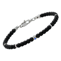 Bracciale in acciaio con cubi in PVD nero e Zaffiro Naturale (0,032 ct)