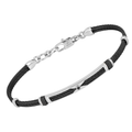 Bracciale cavetto in acciaio PVD nero con maglie rosè e Diamante Black (0,025 ct)