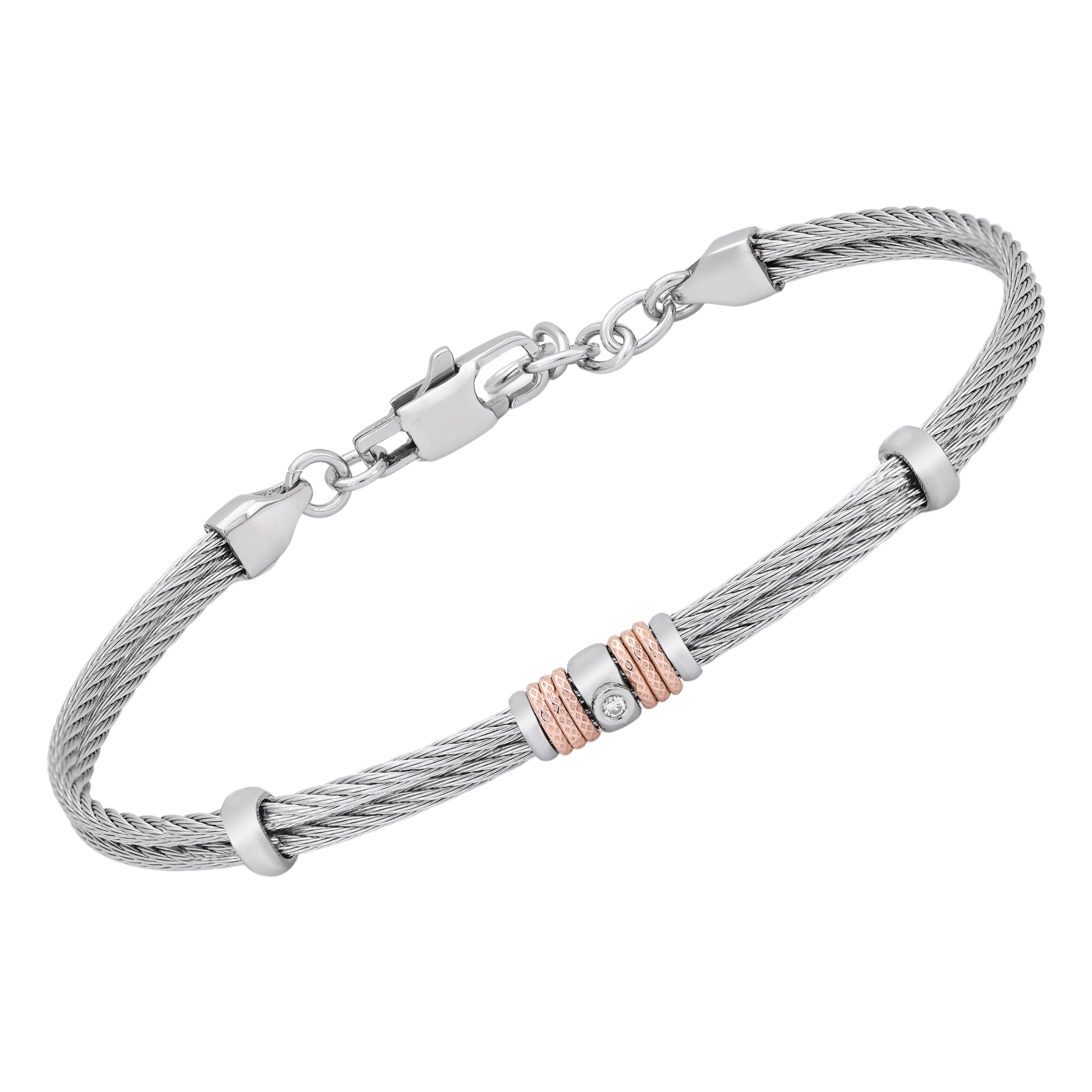 Bracciale in acciaio con Diamante Naturale 0,015 ct