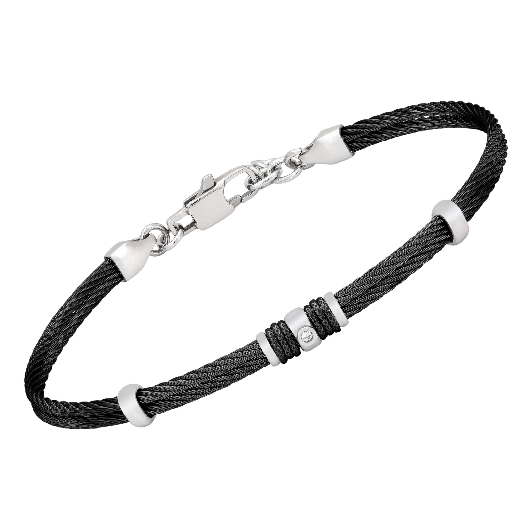 Bracciale in acciaio con Diamante Naturale 0,015 ct