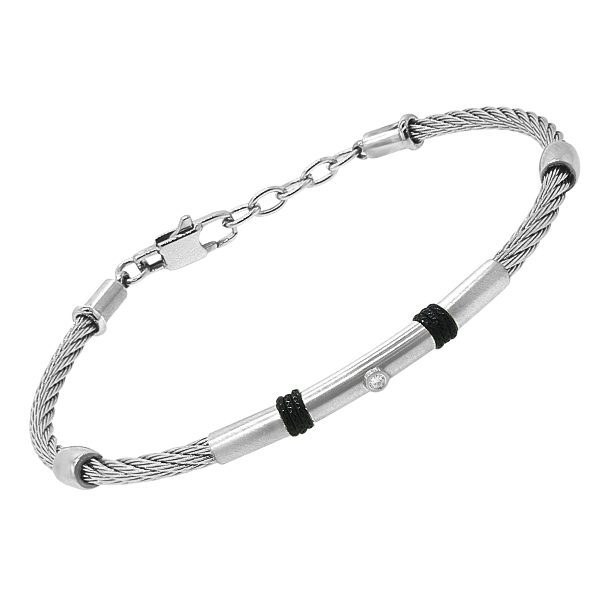 Bracciale in acciaio con Diamante Naturale 0,015 ct