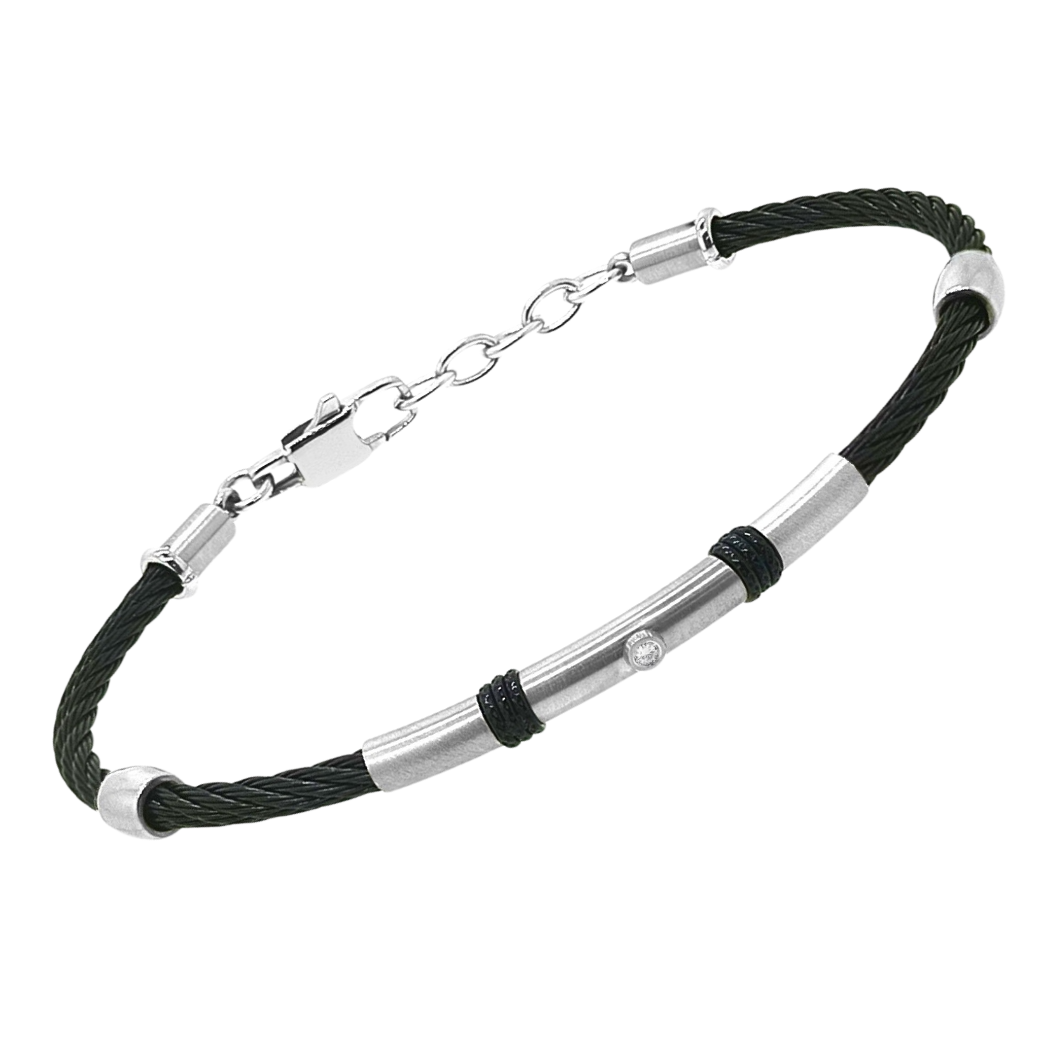 Bracciale in acciaio con Diamante Naturale 0,015 ct