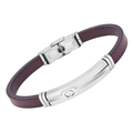 Bracciale in acciaio e cuoio marrone con piastra e vite