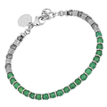 Bracciale in acciaio con Pietre naturali Agata Verde ed Ematite sfaccettata