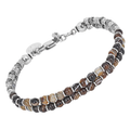 Bracciale doppio in acciaio con Pietre naturali Agata Brown ed Ematite sfaccettata