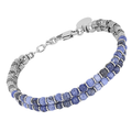 Bracciale doppio in acciaio con Pietre naturali Sodalite ed Ematite sfaccettata