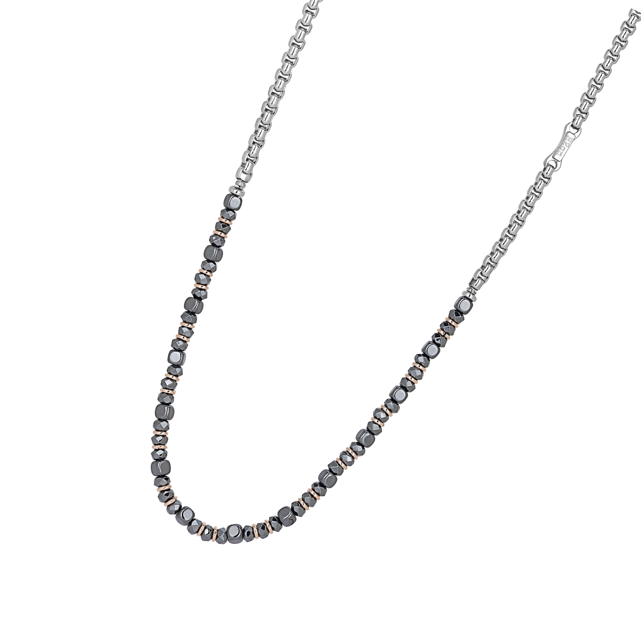 Collana in acciaio con Ematite sfaccettata