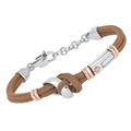 Bracciale in acciaio e corda nautica marrone con semilavorato Bitta da ormeggio