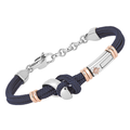 Bracciale in acciaio e corda nautica blu con semilavorato Bitta da ormeggio