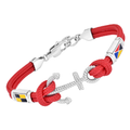 Bracciale in acciaio con ancora microfusa e corda nautica rossa