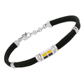Bracciale in acciaio e corda nautica blu con bandiera smaltata e viti in oro 18kt (gr 0.04)