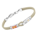 Bracciale in acciaio con semilavorato e corda nautica beige e vite in oro 18 Kt (gr 0.03)