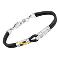 Bracciale in acciaio con semilavorato e corda nautica blu e vite in oro 18 Kt (gr 0.03)