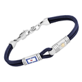 Bracciale in acciaio con semilavorato e corda nautica nera e vite in oro 18 Kt (gr 0.03)