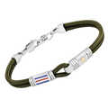 Bracciale in acciaio con semilavorato e corda nautica verde e vite in oro 18 Kt (gr 0.03)