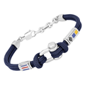 Bracciale in acciaio e corda nautica blu con semilavorato Grillo e bandiere smaltate