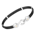 Bracciale con amo in acciaio PVD nero e viti in oro giallo 18Kt (gr 0.06)