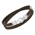 Bracciale in cuoio marrone con amo in acciaio e viti in oro giallo 18Kt (gr 0.06)