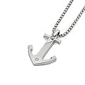 Pendente ancora in acciaio con Diamante Naturale 0,015 ct