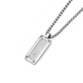 Pendente in acciaio con piastra godronata e Diamante Naturale 0,015 ct
