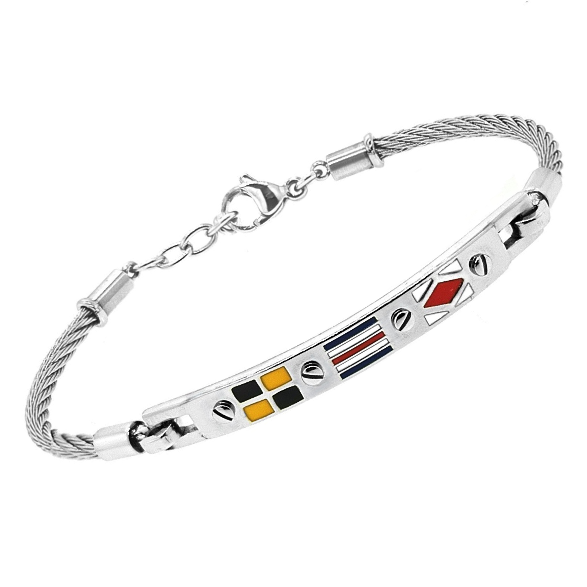 Bracciale in acciaio e bandiere smaltate