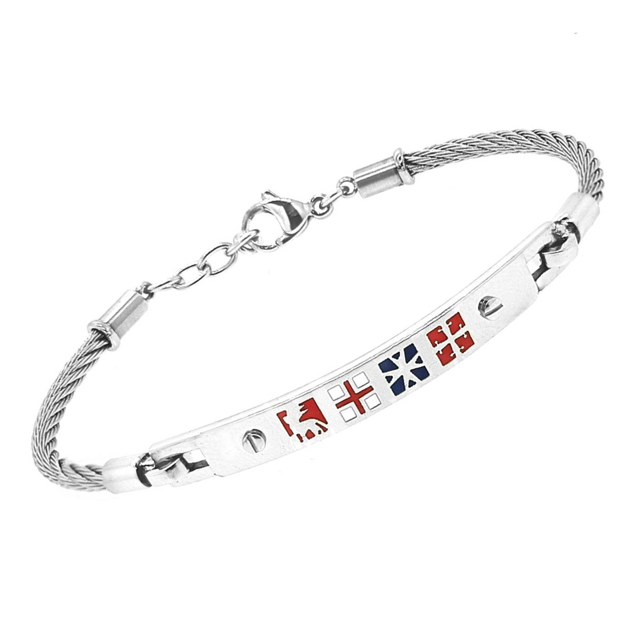 Bracciale in acciaio e bandiere smaltate