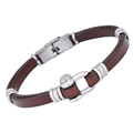 Bracciale in acciaio e cuoio marrone