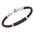 Bracciale in acciaio e cuoio tondo marrone