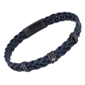 Bracciale in cuoio intrecciato blu con pietra spinello