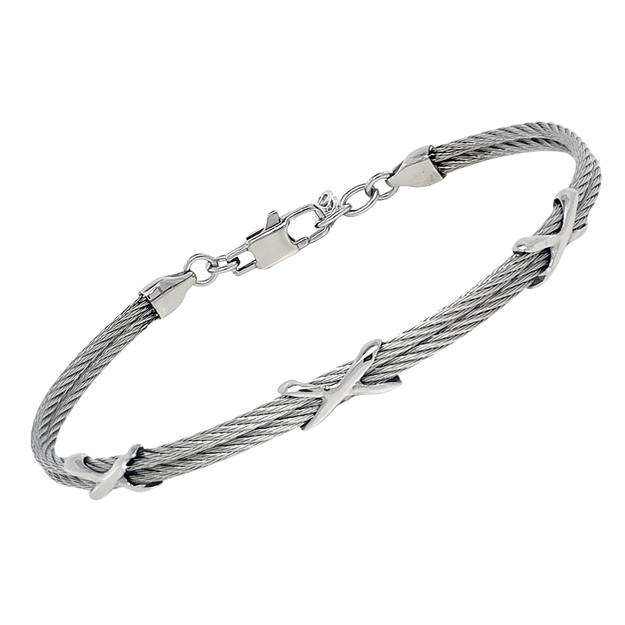 Bracciale cavetto in acciaio con semilavorati