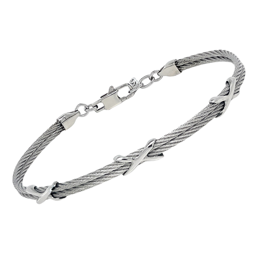 Bracciale cavetto in acciaio con semilavorati