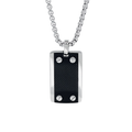 Collana con pendente in acciaio e piastra in PVD nero con viti