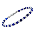 Bracciale con semilavorati in acciaio e Pietra Naturale Giada blu