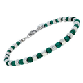 Bracciale con semilavorati in acciaio e Pietra Naturale Giada verde
