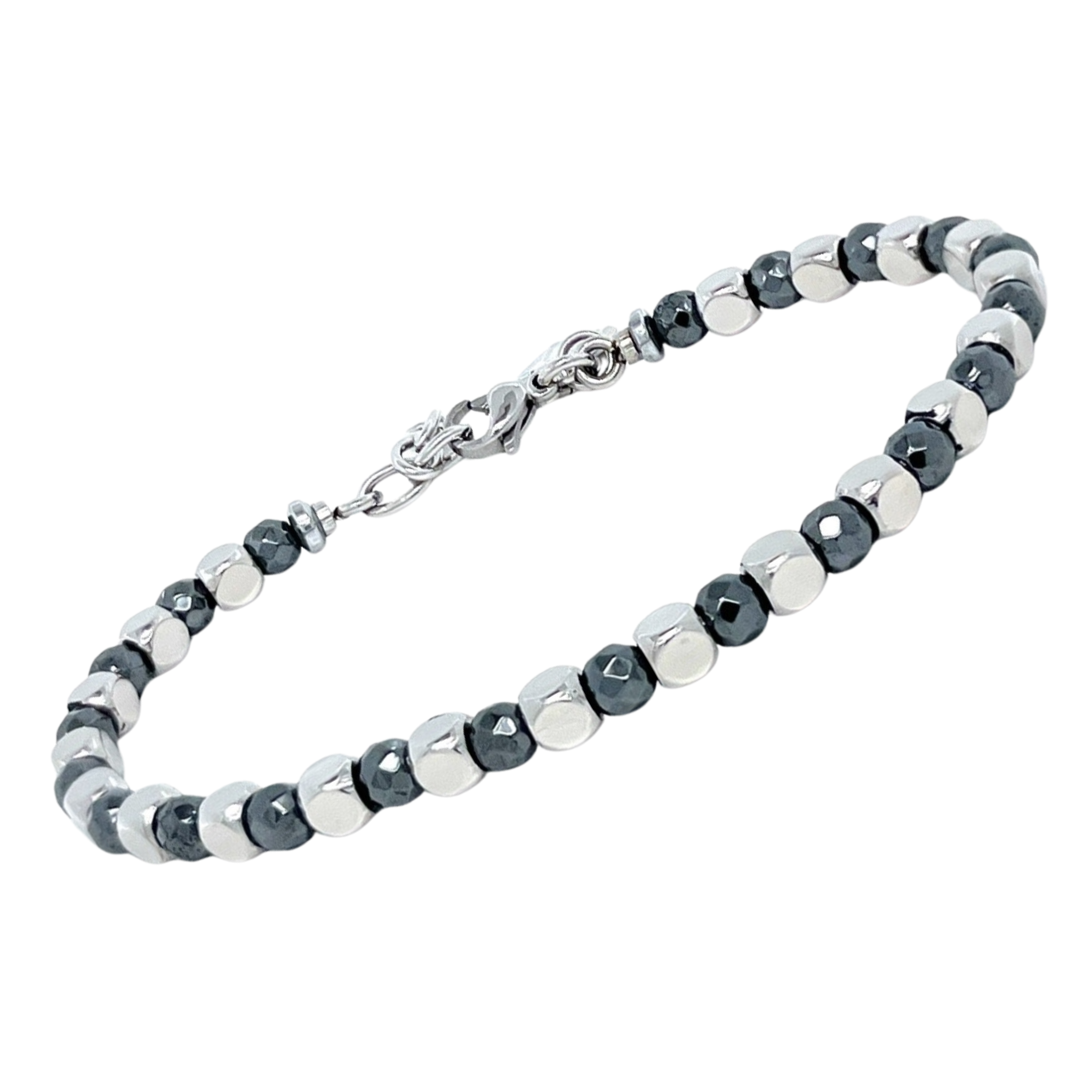 Bracciale con semilavorati in acciaio e Pietra Naturale Ematite