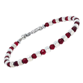 Bracciale con semilavorati in acciaio e Pietra Naturale Giada rossa