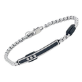 Bracciale con catena in acciaio e piastra in PVD nero con viti