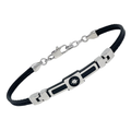 Bracciale cavetto in PVD nero e piastra in PVD nero con rosa dei venti