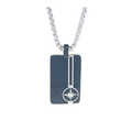 Collana con pendente in acciaio e piastra in PVD nero con rosa dei venti