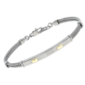 Bracciale cavetto in acciaio e piastra godronata con oro 18 kt (gr 0.08)