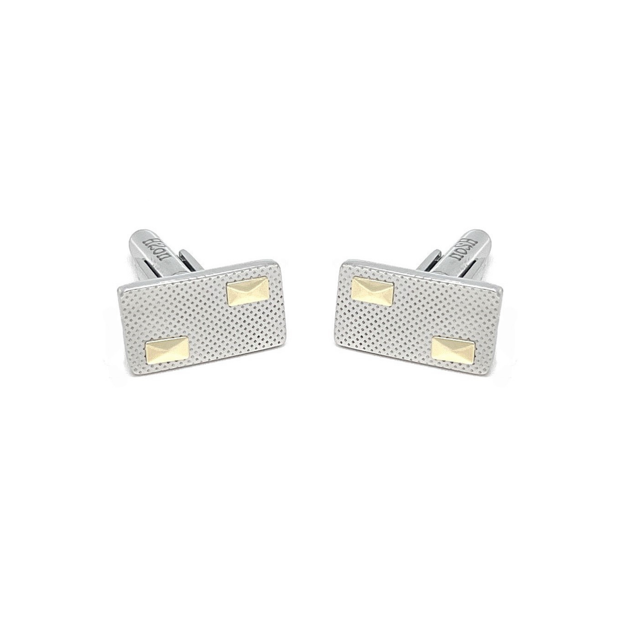 Gemelli in acciaio godronato e oro 18Kt (gr 0.16)