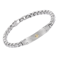 Bracciale con catena in acciaio e rosa dei venti in oro 18 kt (gr 0.05)