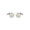 Gemelli in acciaio con rosa dei venti in oro 18Kt (gr 0.10)